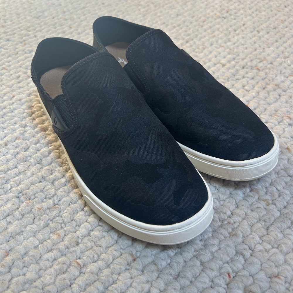 OluKai Black Slip-On Shoes